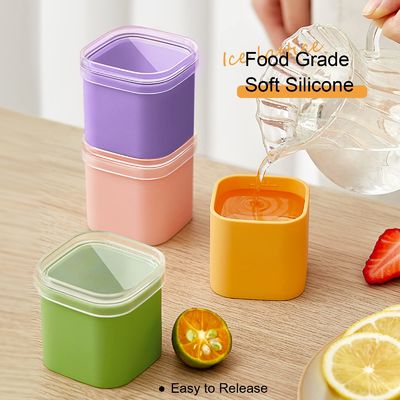 1.7 Inch Custom Extra Large Ice Cube Tray Colorful Silicone Ice Cube Moulds With Lid