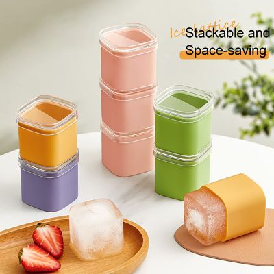 1.7 Inch Custom Extra Large Ice Cube Tray Colorful Silicone Ice Cube Moulds With Lid