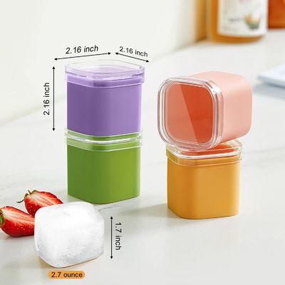 1.7 Inch Custom Extra Large Ice Cube Tray Colorful Silicone Ice Cube Moulds With Lid