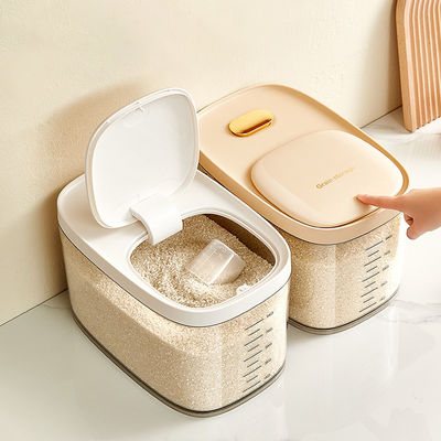 6L-10L Clear Rice Dispenser Container Pop Up Sealed Tight For Cereals Corns Grains