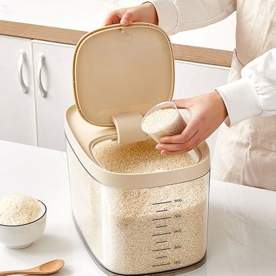 6L-10L Clear Rice Dispenser Container Pop Up Sealed Tight For Cereals Corns Grains