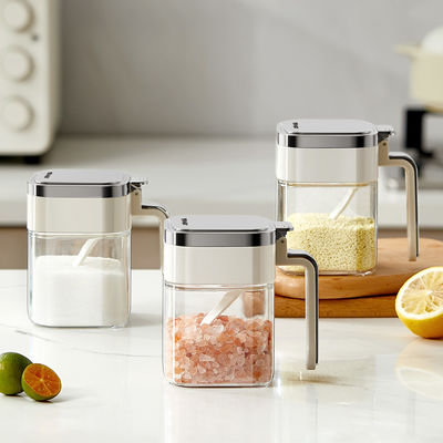 Kitchen Seasoning Powder Spices Storage Container Tea Coffee Sugar Salt Glass Jars Container With Stainless Steel Lid And Spoon