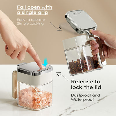 Kitchen Seasoning Powder Spices Storage Container Tea Coffee Sugar Salt Glass Jars Container With Stainless Steel Lid And Spoon